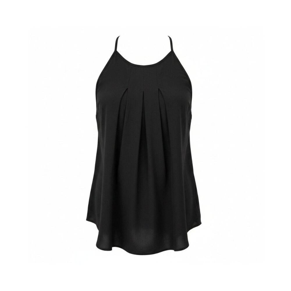 Sienna Sky Black Pleated Sleeveless Tank Top sz M